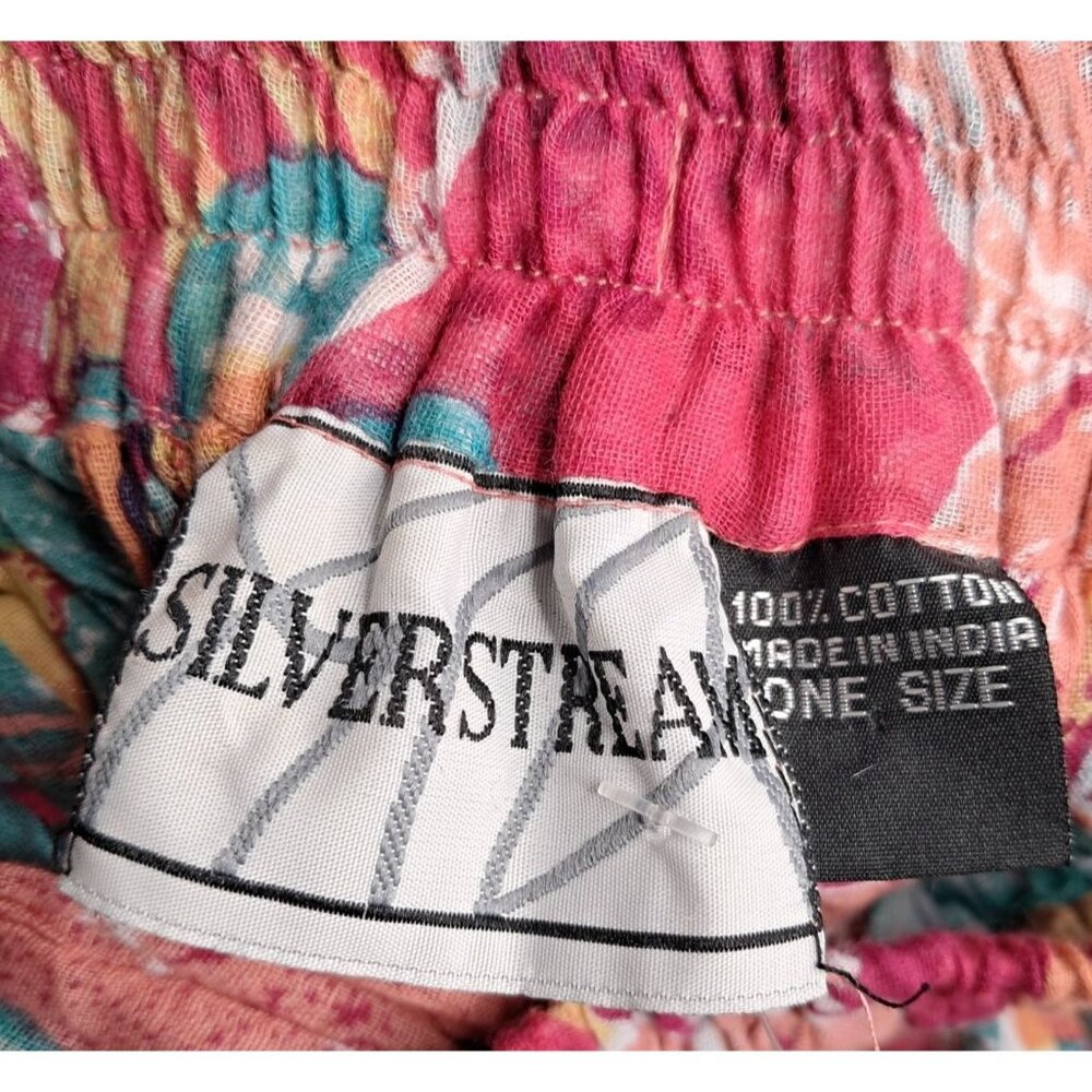 Bohemian Multi-Color Floral Print Skirt Elastic Waist One Size By Silver Stream - Picture 3 of 8